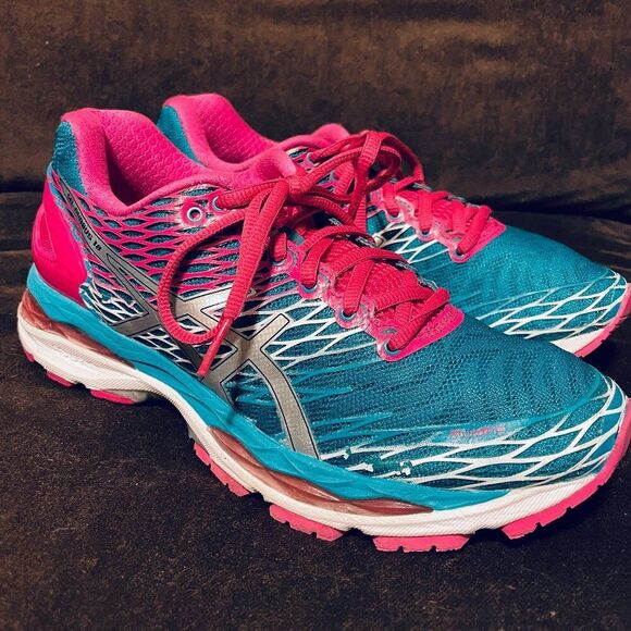 Mint Condition ASICS GEL NIMBUS 18 Womens US Pink Turquoise 8.5 US Medium 40 EUR - Picture 2 of 14